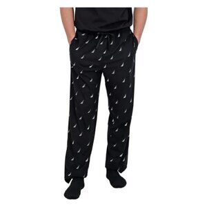 Nautica Men's M Black Sleepwear Pajama Pants W/ Sailboat Print N0342